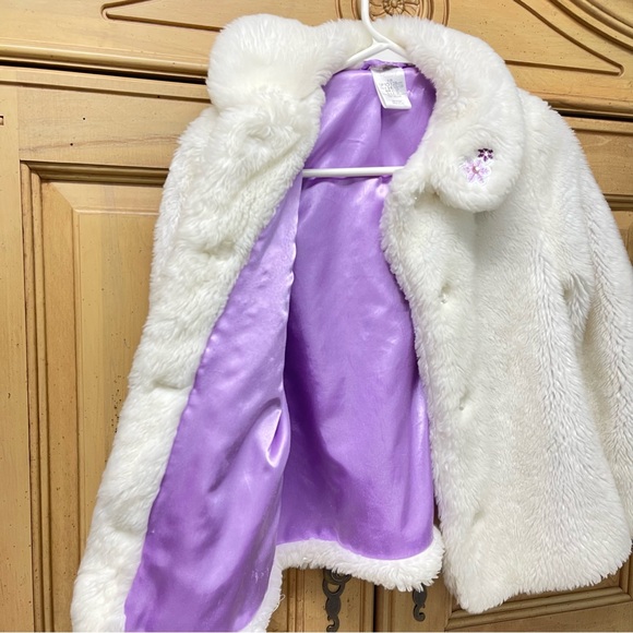 Girls faux fur DISNEY Frozen coat size 7/8, white - Picture 5 of 11